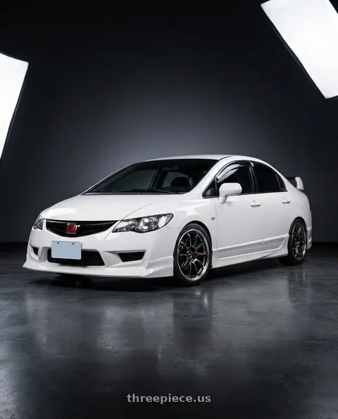 2006 Honda Civic with Work Emotion Zr10 5x100 18x8.5 +38 Glim Black Diamond Rim cut wheels