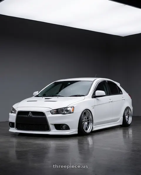 2014 Mitsubishi Lancer with Work Wheels VS-KF 5X114.3 19x8+15 Brilliant Silver Black A Disk FULL REVERSE wheels