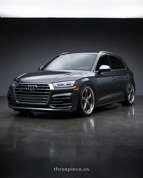 2018 Audi SQ5 with Work Wheels VS-KF 5x112 21x10+28 Brilliant Silver Black A Disk FULL REVERSE wheels