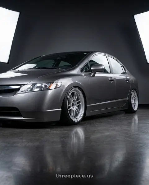 2007 Honda Civic with Enkei RPF1 5x114.3 17x7+45 Silver wheels
