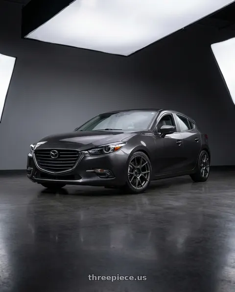 2017 Mazda 3 Grand Touring with Konig Ampliform 5x114.3 18x8.5+35 Dark Metallic Graphite wheels
