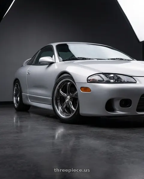 1998 Mitsubishi Eclipse GSX with Work Wheels VS-KF 5x114.3 18x10.5-16 Brilliant Silver Black L Disk FULL REVERSE wheels