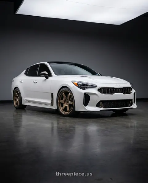 2023 Kia Stinger GT2 with Volk Racing TE37 Ultra M Spec 5x112 19x9.5+23 19x10.5+35 Bronze Almite Toyota Supra MK5 Spec wheels