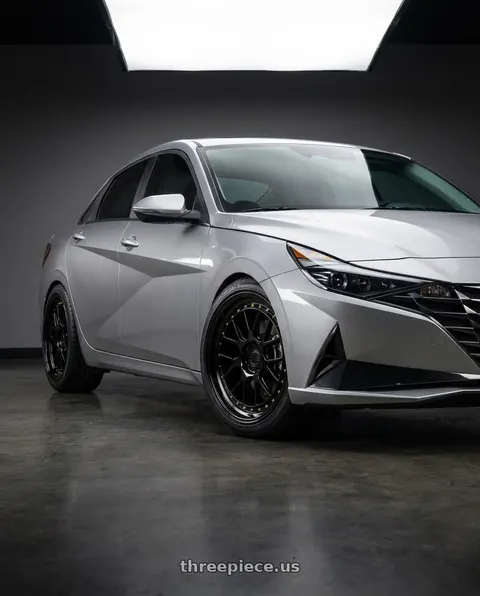 2021 Hyundai Elantra Limited with Aodhan DS06 5x114.3 18x8.5+35 Gloss Black W /Gold Rivets wheels