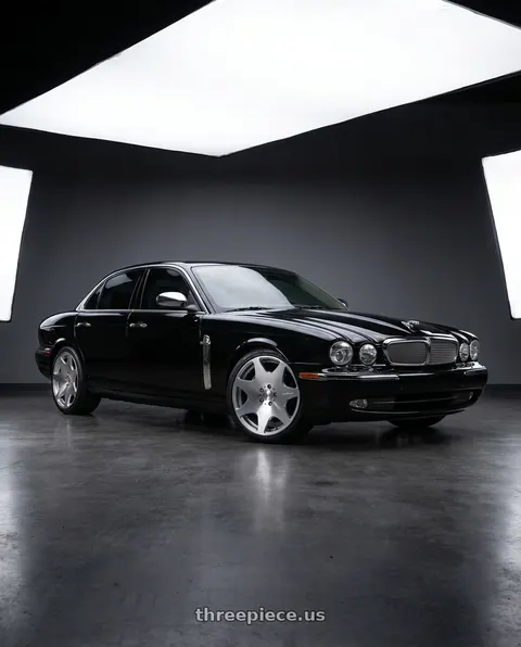 2008 Jaguar XJ8 with MRR HR3 5x112 20x8.5 +35 Silver Machined Face wheels