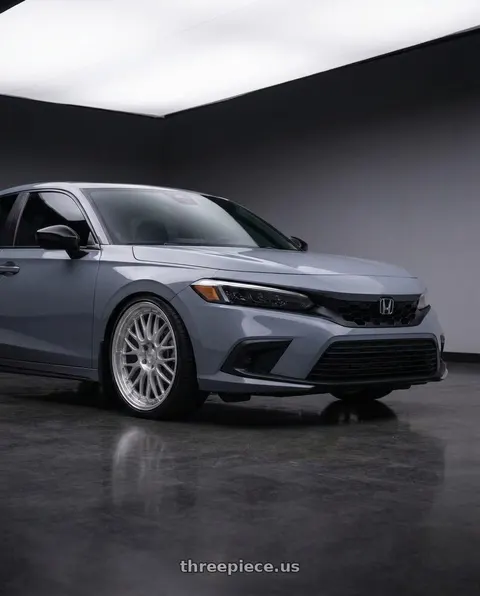 2026 Honda Civic Sport with Vors VR8 5x114.3 18x8  +35 Silver Machine Lip Chrome Rivet wheels