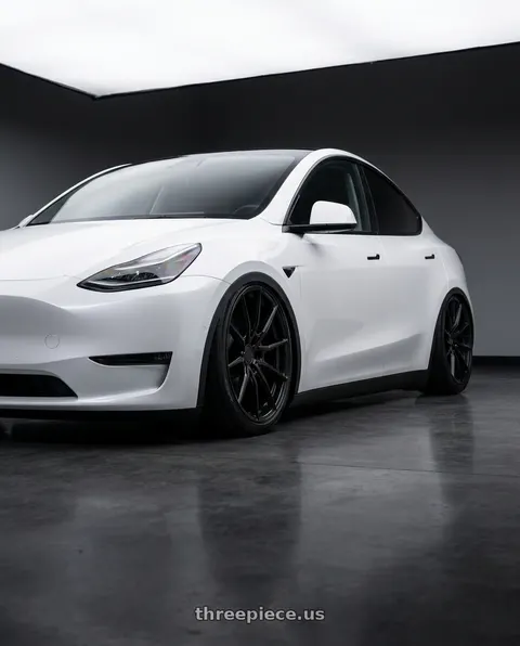 2024 Tesla Model Y with Aodhan AFF1 5x114.3 20x10.5+45 Matte Black wheels