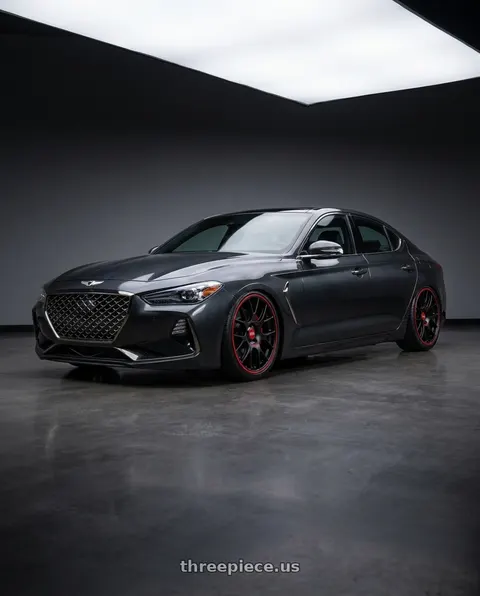 2019 Genesis G70 Design with BBS CH-R Nurburgring Edition 5x112 19x9.5 +45 Satin Black/Red Lip wheels