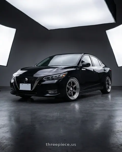 2023 Nissan Sentra with Work Meister L1 3P 5x100 18x8.5+38 A Disk Matte Gunmetal wheels