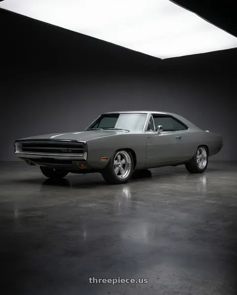 1970 Dodge Charger with American Racing Vintage VN402 CLASSIC 200S 5X114.3 17X8 -32 TWO-PIECE MAG GRAY CENTER POLISHED BARREL wheels