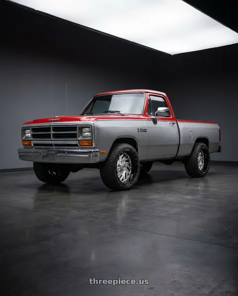 1984 Dodge D150 with XFX Flow XFX-304 5x127/5x139.7 24x14 -76 Brushed & Milled with Black Lip wheels