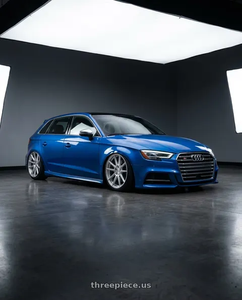 2019 Audi S3 with Aodhan AFF2 5x112 19x9.5+35 Gloss Silver Machined Face wheels