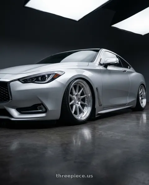 2020 INFINITI Q60 with Aodhan AFF3 5x114.3 20x9+32 Gloss Silver Machined Face wheels