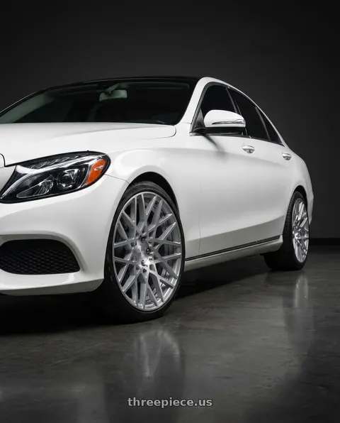 2016 Mercedes-Benz C300 with Rotiform 1PC R110 BLQ 5X112 20X10 +35 GLOSS SILVER MACHINED wheels