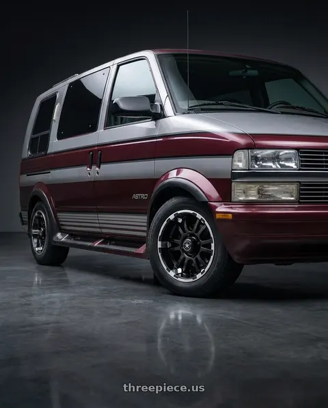 1996 Chevrolet Astro with Fairway Alloys FA132 SIXER 4X101.6 12X6 -20 MACHINED MATTE BLACK wheels