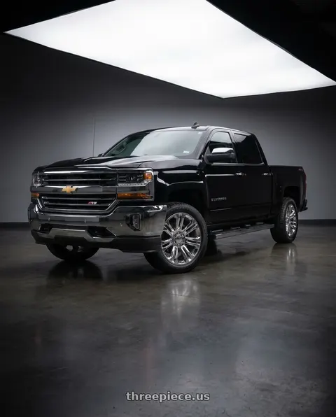 2018 Chevrolet Silverado 1500 with OE Wheels CV43B 6x139.7 22x9+24 Chrome wheels