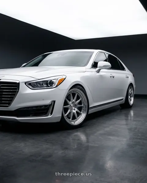 2018 Genesis G90 Ultimate with F1R F103 5X114.3 20x9 +35 Brushed Silver wheels