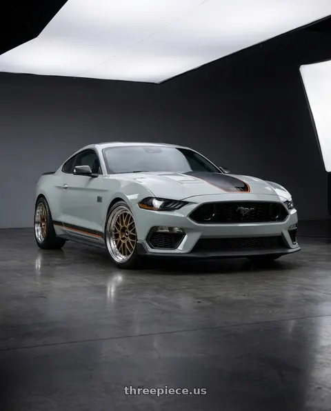 2021 Ford Mustang Mach 1 with Work Meister M1 3p 5x114.3 19x11+36 O Disk Titanium Gold wheels