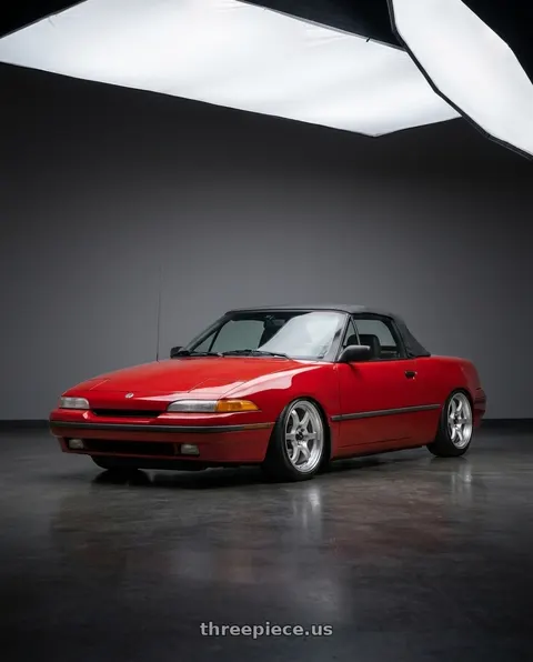 1991 Mercury Capri with Vors LT61 4x100/4x114.3 16x7 +35 Silver Machined Face wheels
