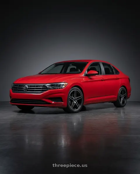 2019 Volkswagen Jetta with Mandrus BREMEN 5X112 17X8 +25 SEMI GLOSS BLACK W/ MIRROR CUT FACE wheels