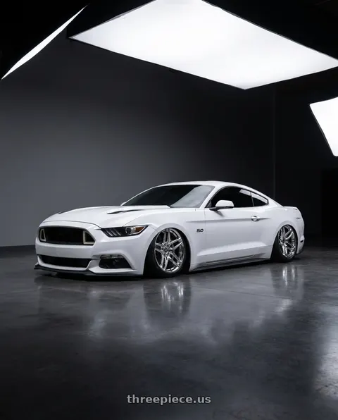 2015 Ford Mustang with HERITAGE WHEEL EBISU MONOC 5x114.3 19x9.5 +38 CHROME wheels