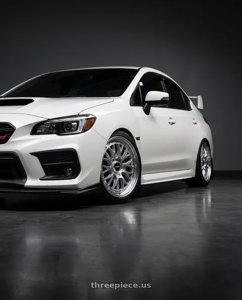 2016 Subaru WRX STI with Rotiform 1PC R155 LSR 5X100 18X9.5 +25 GLOSS SILVER MACHINED wheels