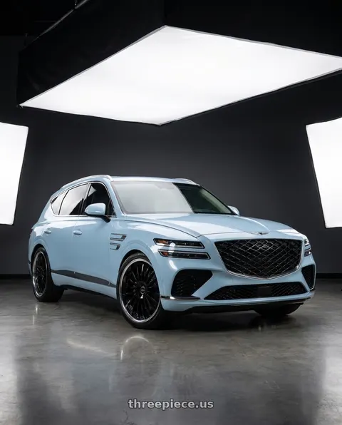 2027 Genesis GV80 with XIX Wheels XIX 59 5x114.3 22x9 +35 GLOSS BLACK WITH STAINLESS STEEL LIP wheels