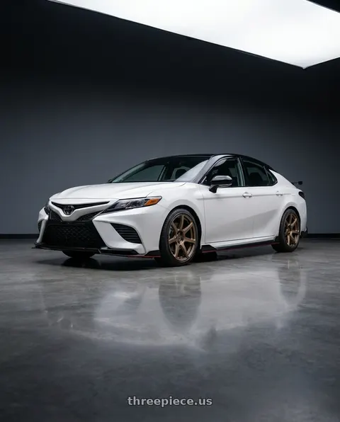 2021 Toyota Camry TRD with Work T7r 2P 5x114.3 19x8.0 +45 Matte Bronze wheels