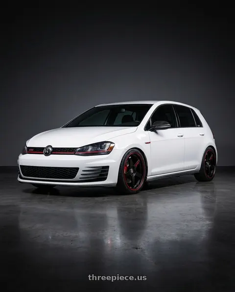 2017 Volkswagen GTI with Spec-1 SPT-33 blank 4x/5x 17x9 +42 Gloss Black & Red Line wheels