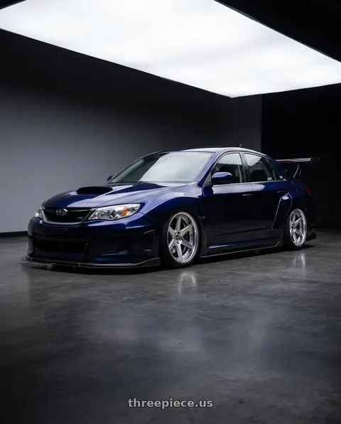 2014 Subaru WRX with Work Zeast Black Label Bst1 5x100 19x11+0 W Disk Brush Silver Clear wheels