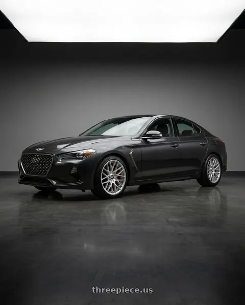 2019 Genesis G70 with Rotiform 1PC R140 RSE BLANK 17X8 +30 GLOSS SILVER wheels