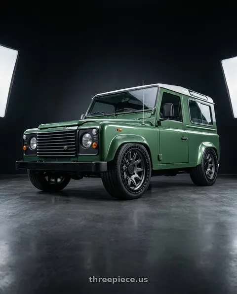 1998 Land rover defender with Black Rhino CALICO 5X127 17X8.5 0 MATTE GUNMETAL W/ MATTE BLACK LIP wheels