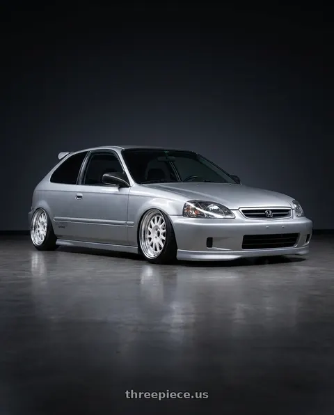 1999 Honda Civic DX with WedsSport Racing 2-Piece 4x100 15x7.0+36 White wheels