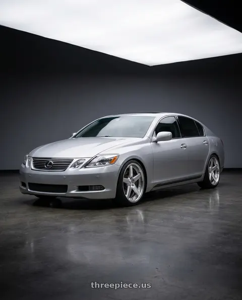 2006 Lexus GS300 with Work Gnosis Gr203 5x114.3 19x8.5+38 H Disk Brush Silver Clear wheels