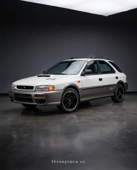 1997 Subaru Impreza Outback with Motegi MR116 FS5 5X100/5X114.3 17X7 +40 GLOSS BLACK MACHINED FLANGE wheels