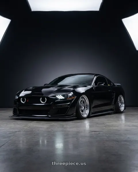 2022 Ford Mustang GT Premium with FORMULA AERO SPOKE 5x114.3 19X8.5+30 NR Disk Titan Silver wheels
