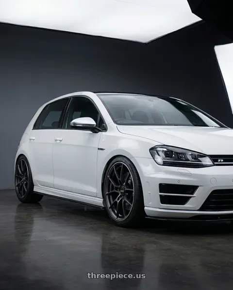 2014 Volkswagen Golf with Volk Racing G025 5x114.3 18x8.5+35 Matte Gunblack / Rim Edge DC wheels