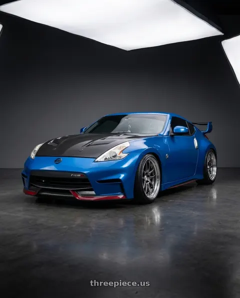 2009 Nissan 370Z with Work Cr 2P 5x114.3 19x9.5 +12 GT Silver wheels