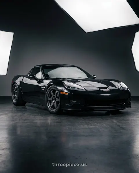 2005 Chevrolet Corvette with Volk Racing TE37SL 5x120 18x10.5 +20 GLOSSY GRAY wheels
