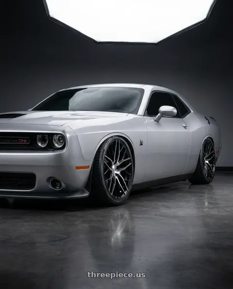 2023 Dodge Challenger with Axe ZX11  5x115 22X9+30 BLACK AND POLISHED FACE wheels
