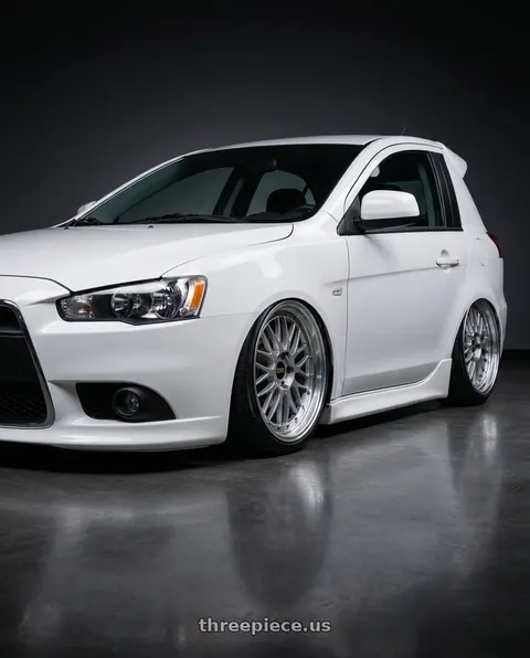 2014 Mitsubishi Lancer with BBS LM 5x114.3 18x8.5+38 Diamond Silver wheels