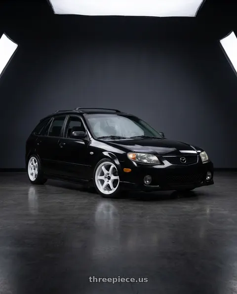 2002 Mazda Protege5 with MST Wheels MT40 5X114.3 16x7.0 +38 Glossy White wheels