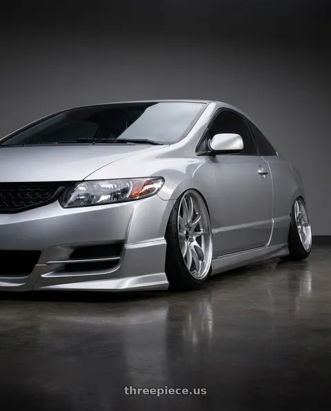 2007 Honda Civic with Vors TR4 5x100 17x8  +35 Silver Machine Face wheels