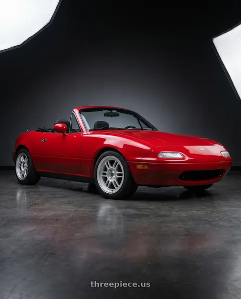 1992 Mazda Miata with MST Wheels Suzuka 4X100 15x7.0 +33 Glossy Silver wheels