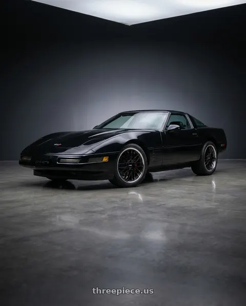 1994 Chevrolet Corvette with Cray MANTA 5X120.65 20X10.5 +65 GLOSS BLACK W/ MIRROR CUT LIP wheels