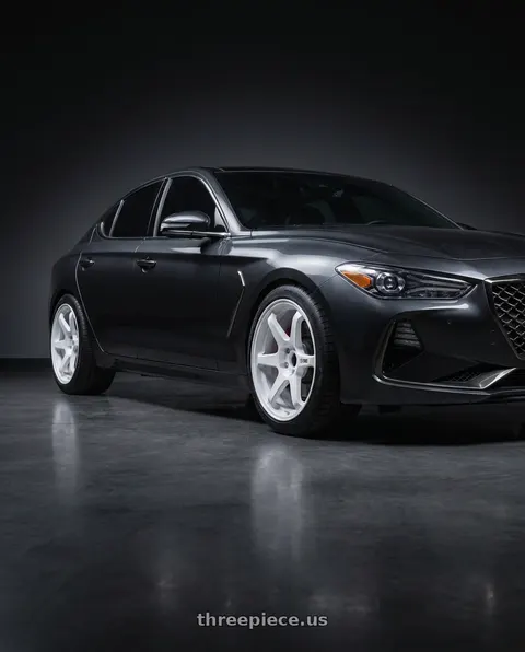 2019 Genesis G70 with Enkei T6R 5x114.3 18x9.5+38 Vanquish White wheels