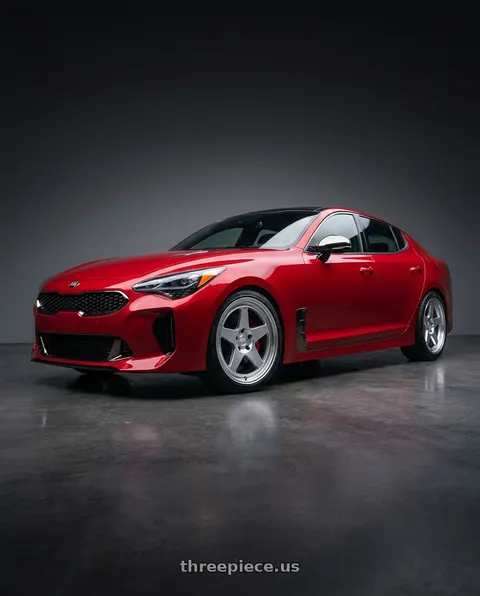 2018 Kia Stinger GT2 with Kansei K12H KNP 5x114.3 19x9.5 35 Hyper Silver wheels
