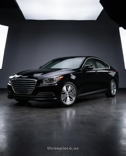 2016 Hyundai Genesis 3.8 with Work Gnosis Cvd 5x114.3 19x8.5+38 A Disk Composite Buffed And Brushed wheels