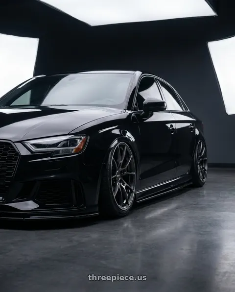 2017 Audi RS3 with Volk Racing G025 5x112 19x10.5 +35 SHINING BLACK METAL/ RIM EDGE DC wheels