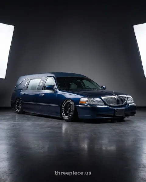 1997 Lincoln Town Car with Vision Street-Designs 349 Savage 5x114.3 18x8.5+12 Gloss Black Machined Lip wheels